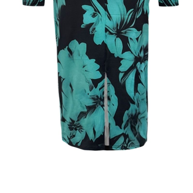 Women's Autumn Fashion Slim - fit Floral Print Midi Dress - Elegant Slit Party Dress-CF53839