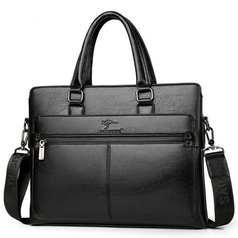 MenS Briefcase PU Leather Handbags Laptop Computer Shoulder Business Executive Office Messenger Portfolio Crossbody Bag MaleL25112