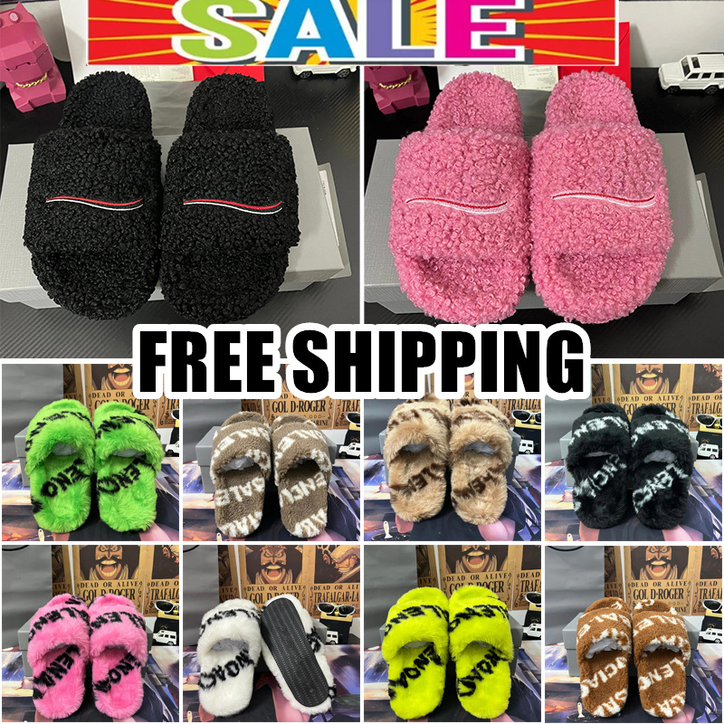 2025 Luxury Balenciaga slides Designer men women Slippers Ladies Wool Winter Fur Fluffy Furry Warm Letters Sandals Comfortable Fuzzy Girl Flip Flop Slipper 35-45