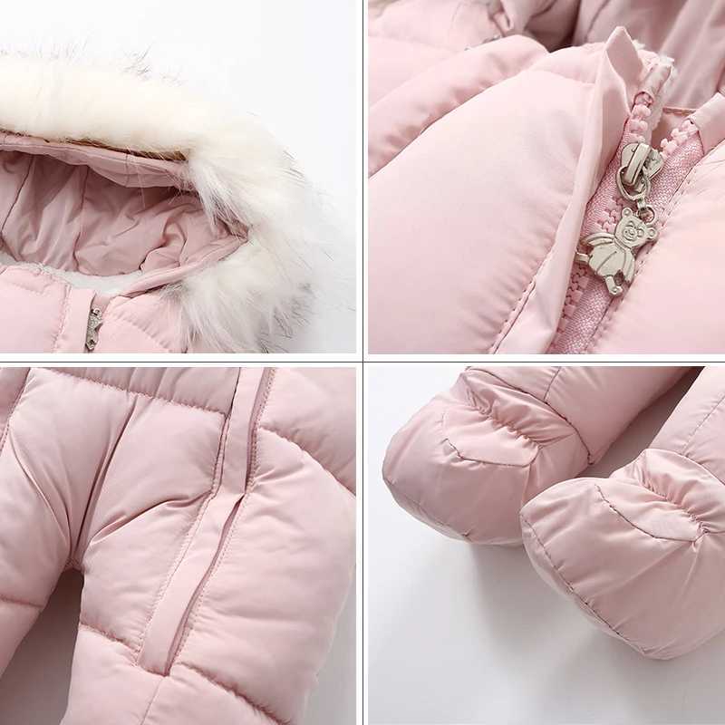 2024 New Winter Baby Rompers Thick Warm Infant Hooded Inside Fleece Jumpsuit Newborn Boy Girl Overalls Toddler Clothing Set C251009