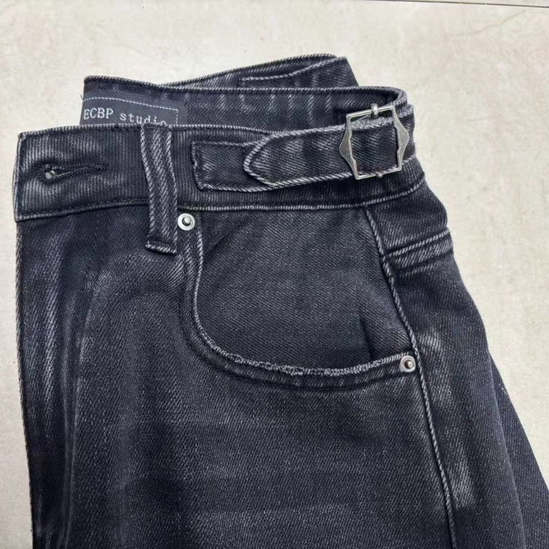 Women's Retro Vintage Classic Wide - Leg Jeans - Breathable Soft Fabric Casual Denim Pants-047A