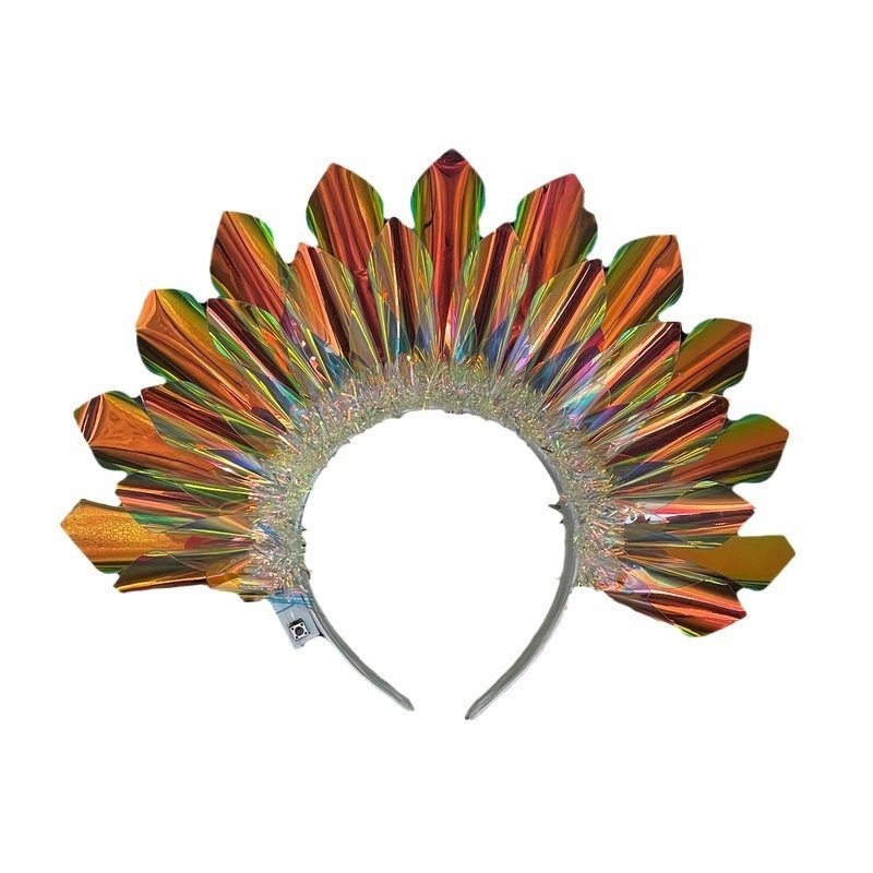 Happy 50th Birthday Headband Handmade LED Luminous Laser Birthday Crown 50th Female Party Decoration Prop241114