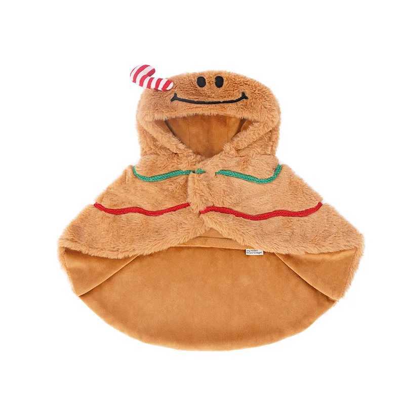 Gingerbread Man Cat Cloak Winter Warm Pet Clothes Cat Clothes Thick Velvet Dog Windproof Cloak C251009