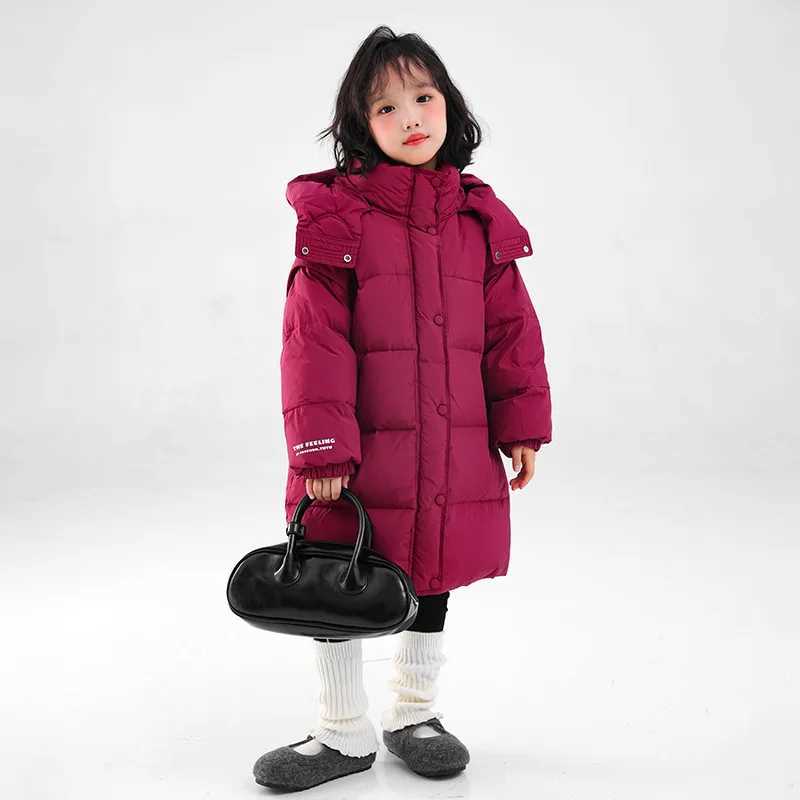 2025 Winter Girls Casual Long Thick Warm Hoode Parkas Kids Children Coat Outerwear T251009
