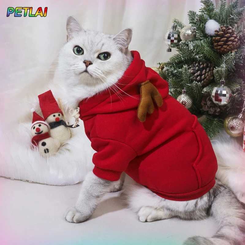 Christmas pet clothes elk cosplay costume creative elk antler thickened sweater new style creative design hoodie for dog cat C251009