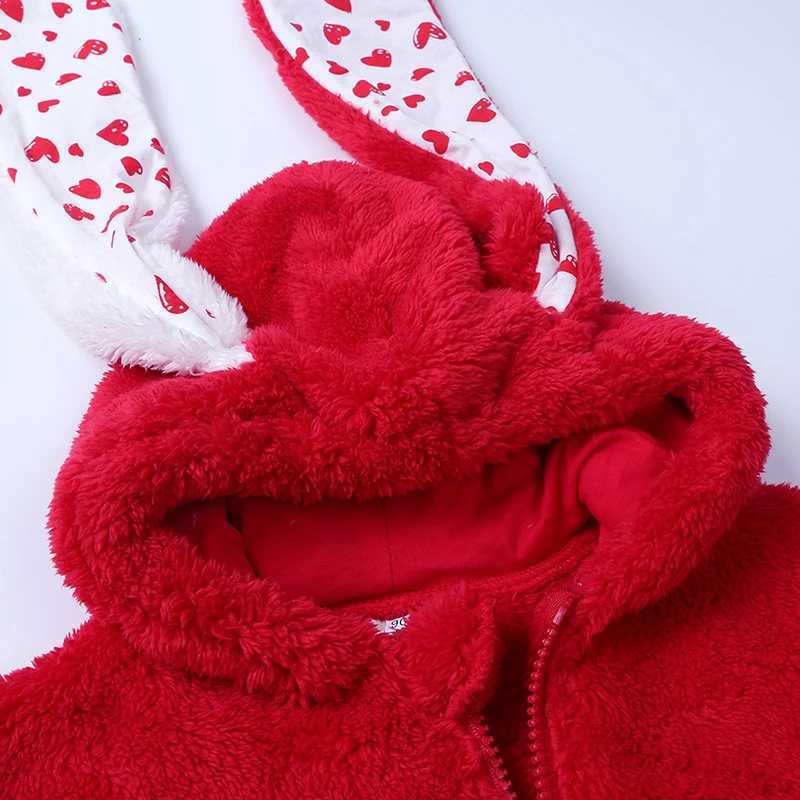 Cartoon Rabbit Baby Rompers Long Sleeve Hooded Baby Girl Clothes Winter Warm Baby Clothes Girls Rompers 324 Months C251009