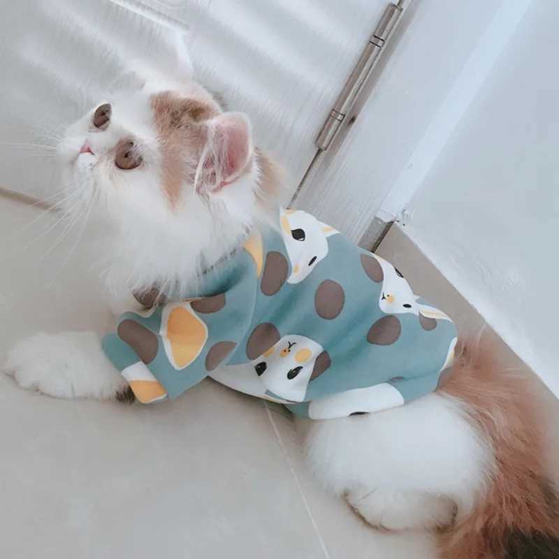 Cute Print Sphynx Cat Costume Clothes Winter Warm Pet Hoodie Sweater for Cats Soft Fleece Puppy Kedi mascotas gotas Clothing C251009