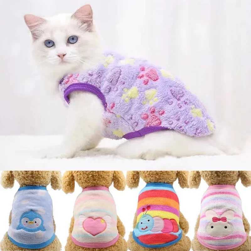 Cartoon Fleece Pet Cat Clothes Winter Warm Pet Dog Vest Puppy Cat Sweater Dog Clothes For Small Dogs Cats Coat Jacket Pet Outfit C251009