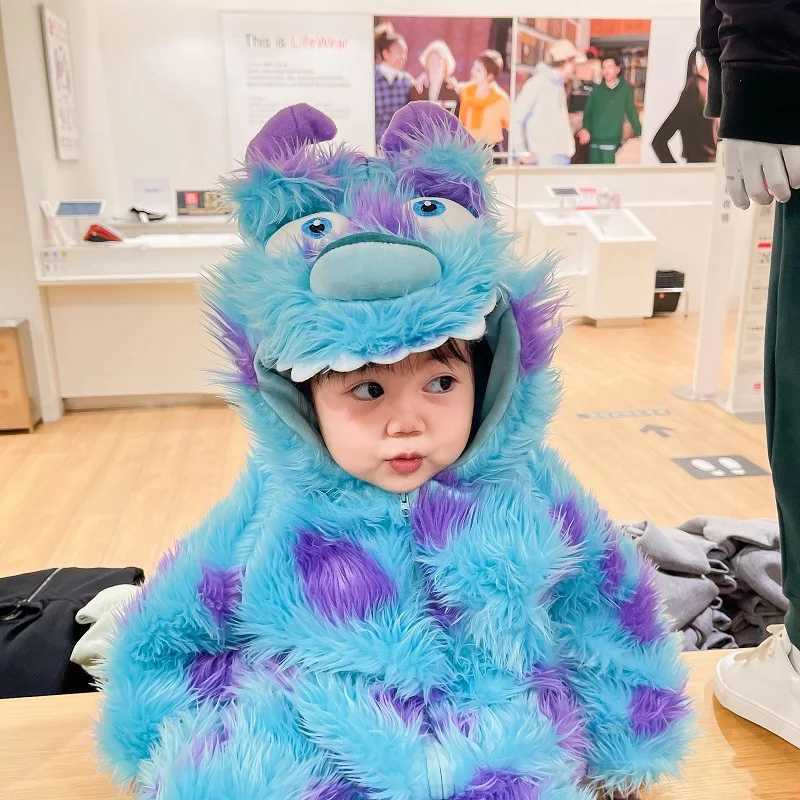 Cute Sully Monster Costume For Kids Halloween Kawaii Outfit Baby Boy Girl Winter Cosplay Clothes Warm Soft Romper Blue Suit C251009