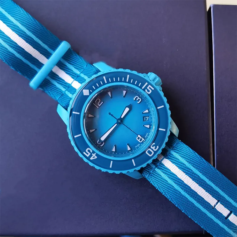 High-Quality Sports Automatic Mechanical Men's Watches Bio Ceramic BP United Five Oceans Watch Transparent Back Luminous World Time Mens Quartz Watch 2026