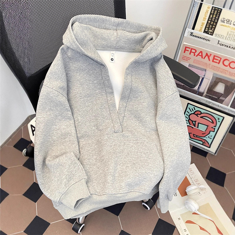 Large V-neck Hooded Sweatshirt Men Heavyweight Loose Casual Top For Designer Hoodie Spring And Autumn American Style Trendy Sports Designer Shirt Pullover Hoodie