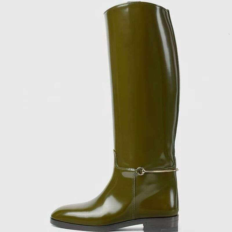 2025 Large Size Low Heel High Round Head Autumn And Winter New Equestrian Knight Show Flat Boots