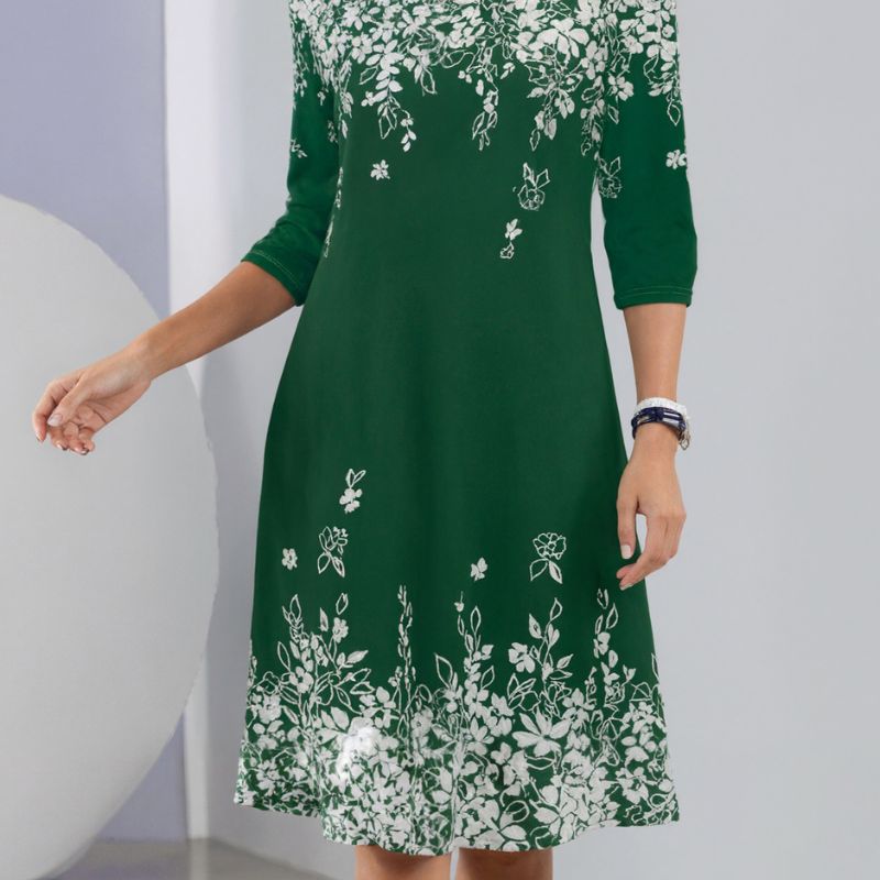 Women's Autumn Fashion Vacation & Commute Floral Print Midi Dress - Elegant Versatile Party Dress-CF52909