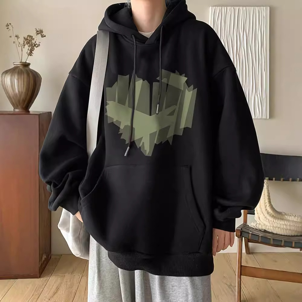 Designer Shirt American Heavyweight Hooded Sweatshirt For Men Spring Autumn Winter 2024 New Fleece-lined Plus Size Designer Hoodie Men's Trendy Loose Jacket