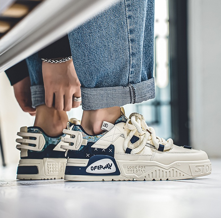 Free shipping Designer Fashion Retro Casual Sneakers with Contrast Color Detail and Chunky Sole Trendy Stylish Men's Shoes