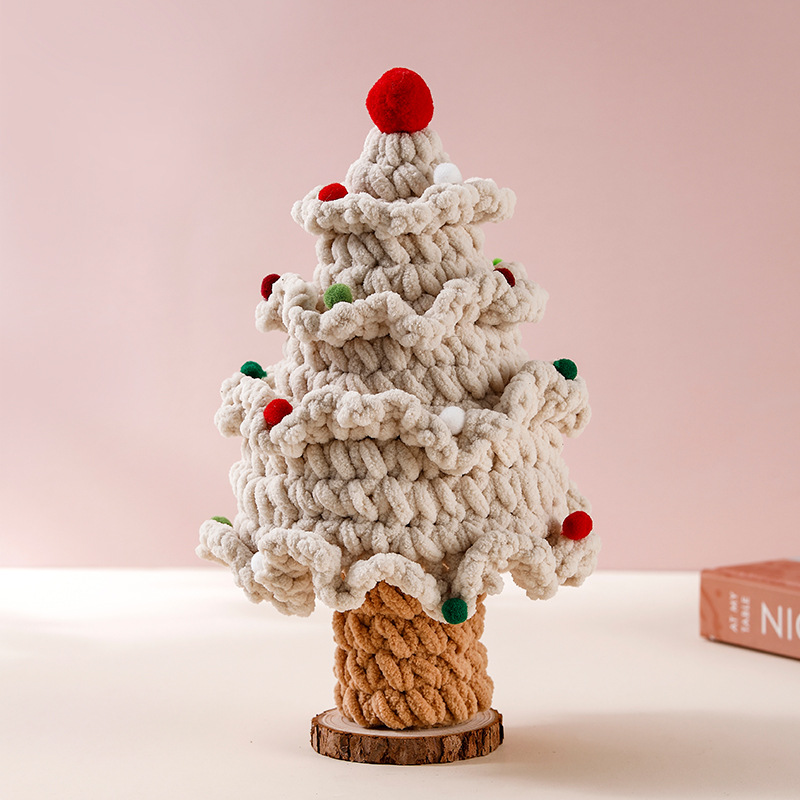 Handcrafted Wool Knit Christmas Tree Perfect for Gifts Decorations Festive Crafted Wooly Christmas Ornament Unique Addition for Stores Homes