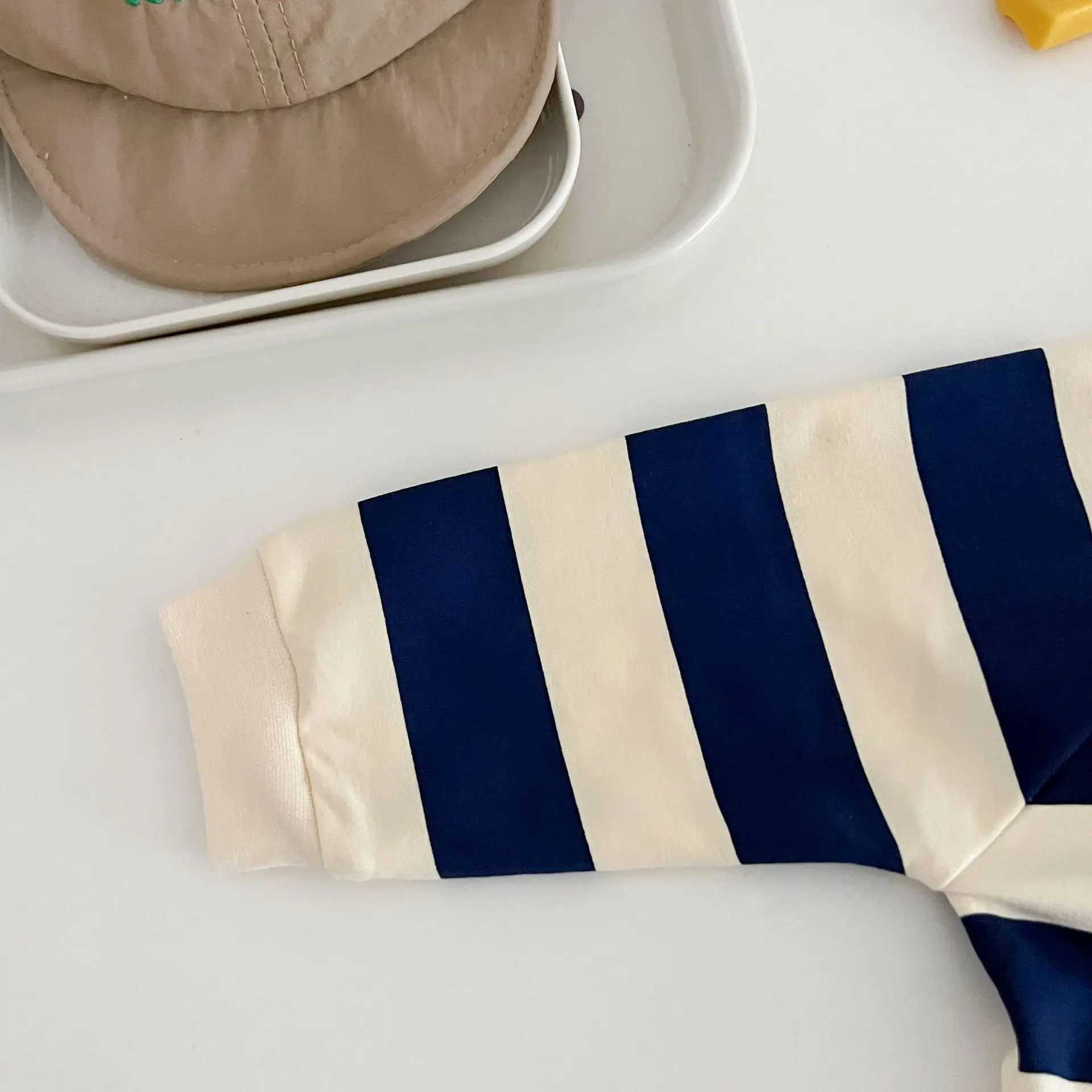 2024 New Autumn Romper for newborn Bear doll Applique Stripe Print Long Sleeve Romper Unisex Baby Outfit C251009