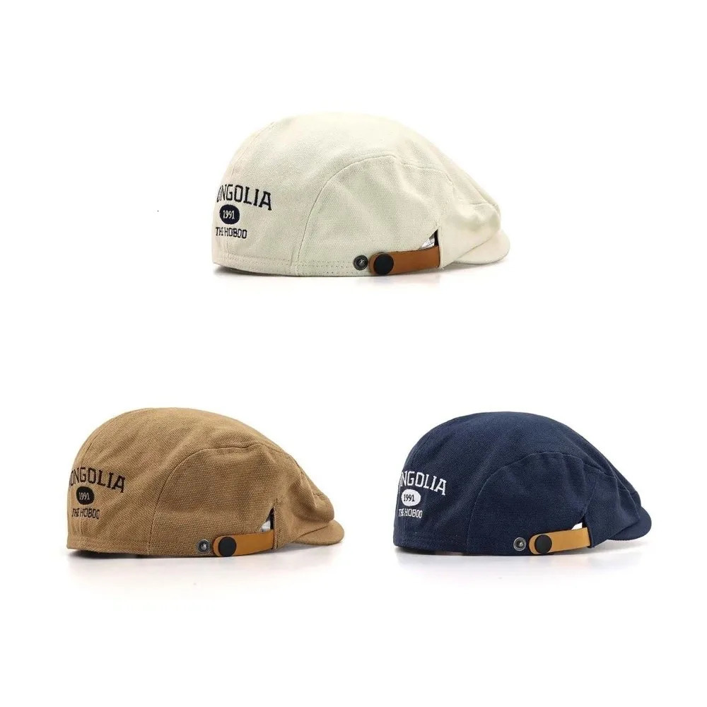 Vintage Cotton Letter Embroidery Beret Adjustable Flat Forward Hat Classic Y2k sboy Cap Streetwear 251008