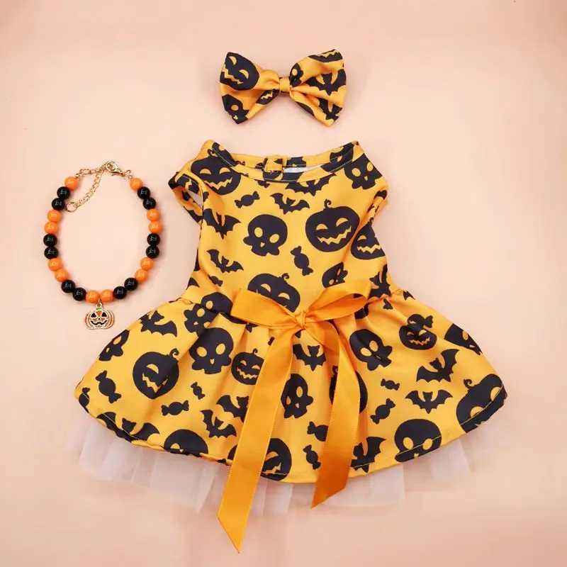 Halloween Pet Dog Dress For Small Medium Dogs Cosplay Costume Pet Dresses Fashion Bow Cat Princess Skirt Chiahuahua Dog Clothes C251009