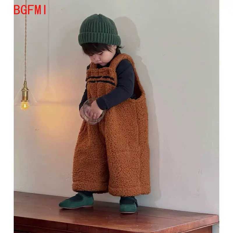 Korean Female Child Clothes Boys Infant Bottoms Childrens Pants Girls Coffee Retro Lamb Wool Overalls Mens Baby Clothes 18 Y C251009