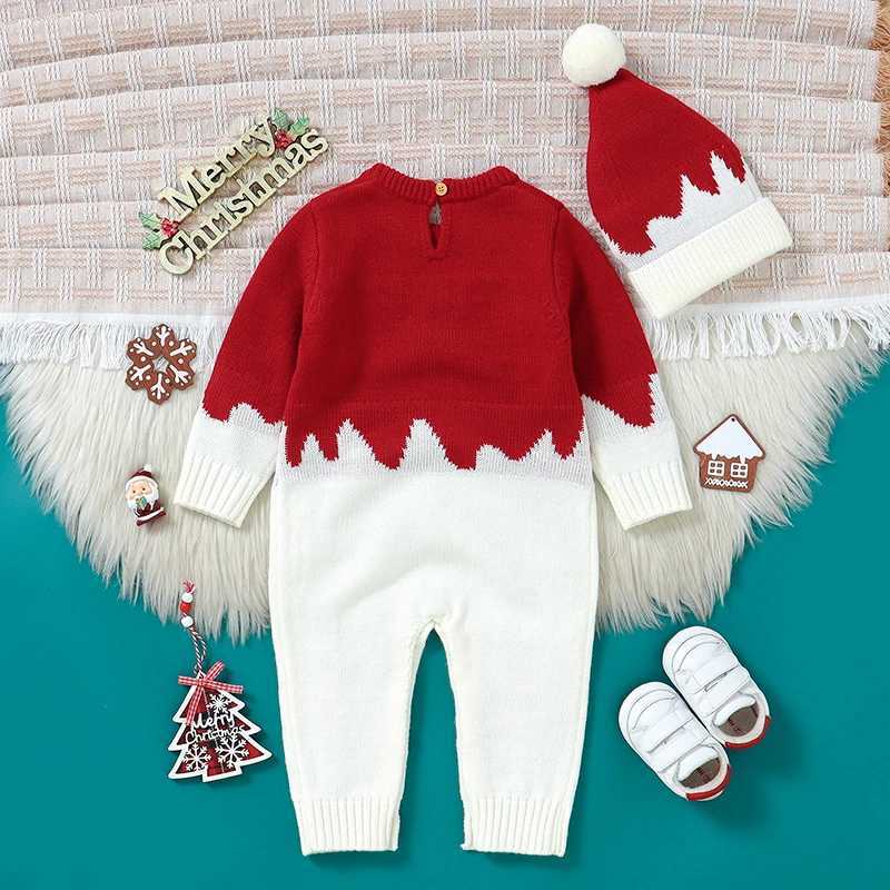 Christmas Newborn Baby Romper Knit Infant Girl Boy Jumpsuit Long Sleeve Child Xmas Clothes Fashion Cute Elk 018M Overalls 2pcs C251009