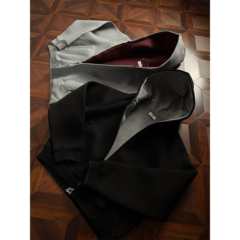 Designer Shirt American Style Air Layer Short Hooded Designer Hoodie Sweatshirt For Men Spring And Autumn Heavyweight Boxy Fit Imperial Red Inner Card