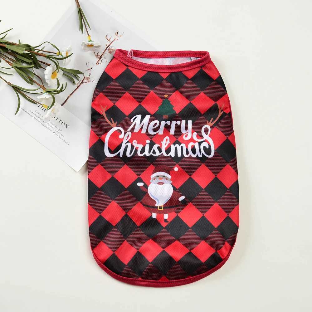 Christmas Print Cat Clothes Breathable Soft Cozy Kitten Tshirt For Small Medium Dogs Cats Cute Santa Claus Pet Vest Costume C251009