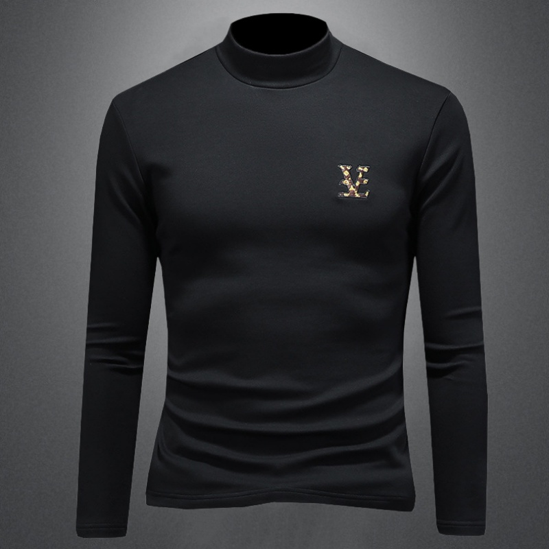 2025 Autumn And Winter New Men Fashion Luxury Brand Designer High-Quality Men's Slim Fit Semi High Neck Long Sleeved T-shirt Base T-shirt Asian Size M-5XL