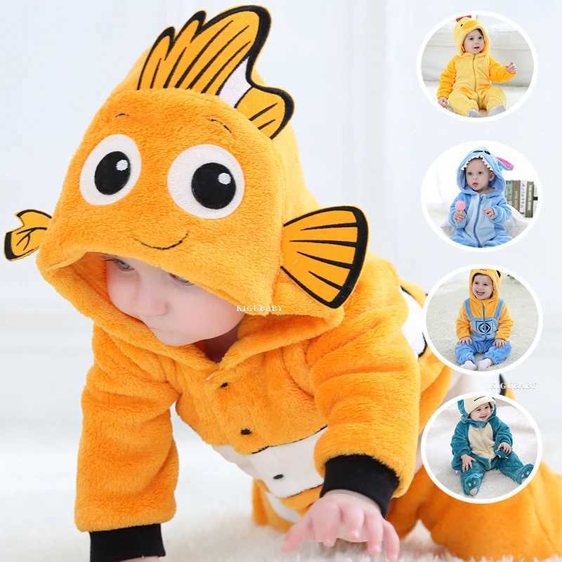 Nemo Infant Baby Rompers Clothes Boys Girls Cartoon Pajamas Cosplay Costume Baby Onesie Clothing Newborn Hooded Cute C251009