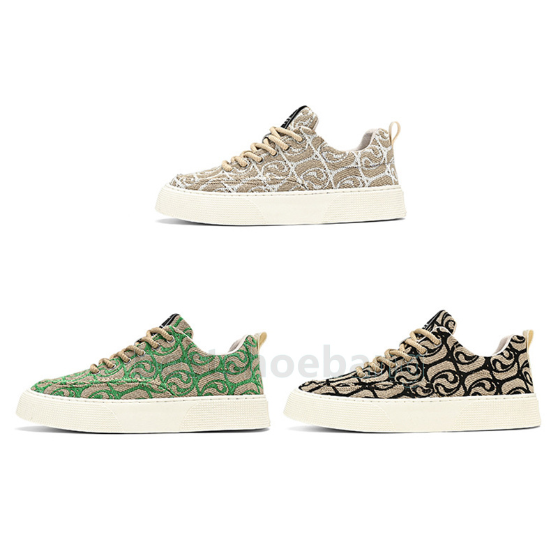 designer shoes canvas sneakers vintage style breathable unisex trainers chic red beige green black colors low-top daily mens shoes size 39-44