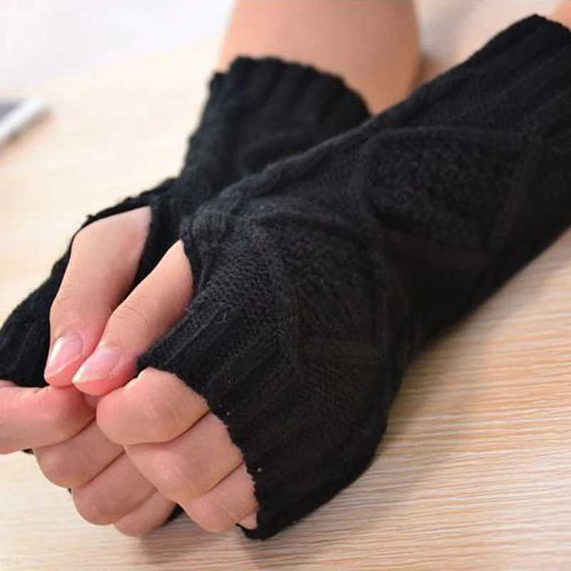 Knitted Half Finger Gloves WomenS Warm Soft Winter Gloves Handschoenen Mittens For Girl Guantes Invierno C251009