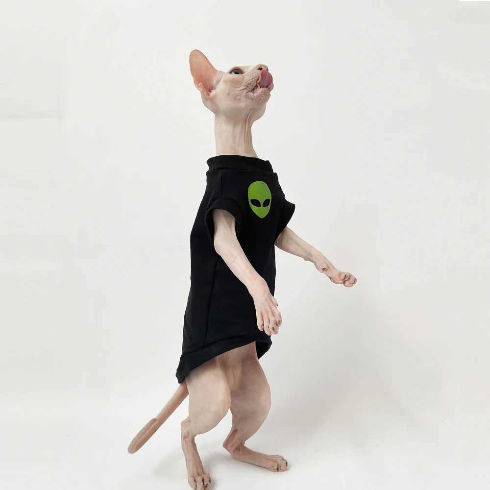 Cat Clothes for Sphynx Fashion Black Cotton Coat for Cat Striped Winter Tshirt For Devon Rex Soft cotton Tshirt Cat costume C251009