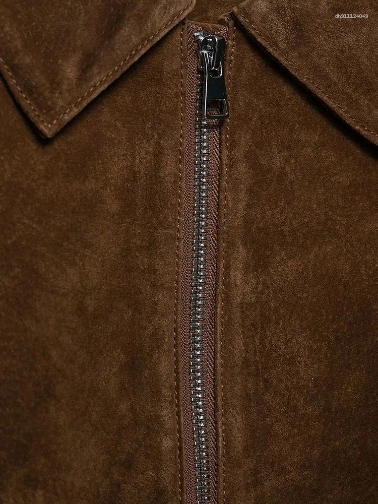 Women's Jackets 2025 Autumn Vintage Women Short Jacket Lapel Long Sleeve Zippers Female Outwear Elegant Lady Streetwear