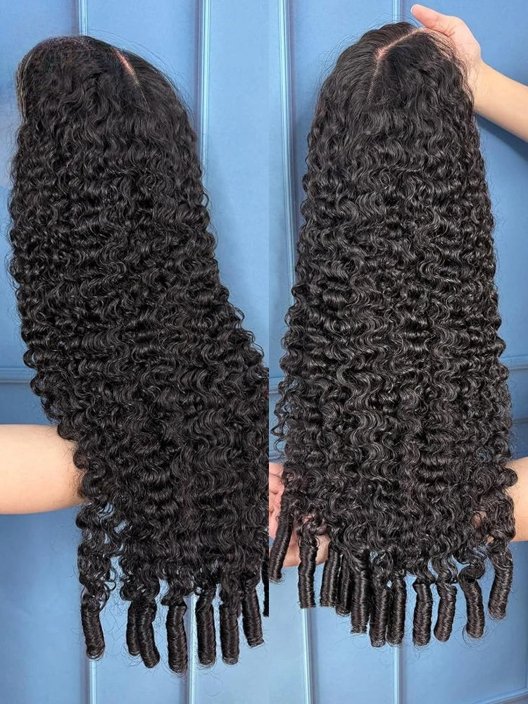 200% Density Curly Human Hair Wig Glueless 13x4 HD Lace Wig Transparent Lace 12A Double Drawn Hair Burmese Kinky Curly Wigs For Women