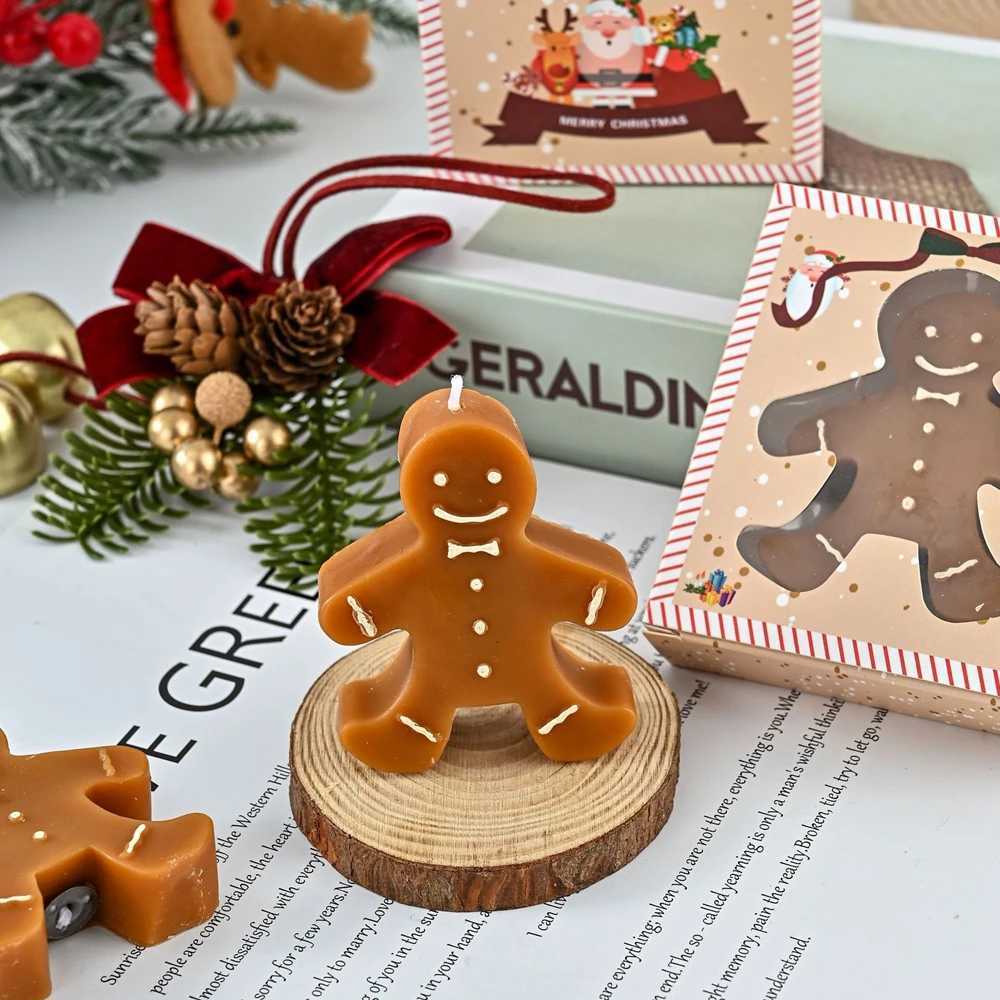 1pc Gingerbread Man Aromatherapy Coffee Milk Shape Wax Christmas Gift Fragrance Candle S25109 S260204