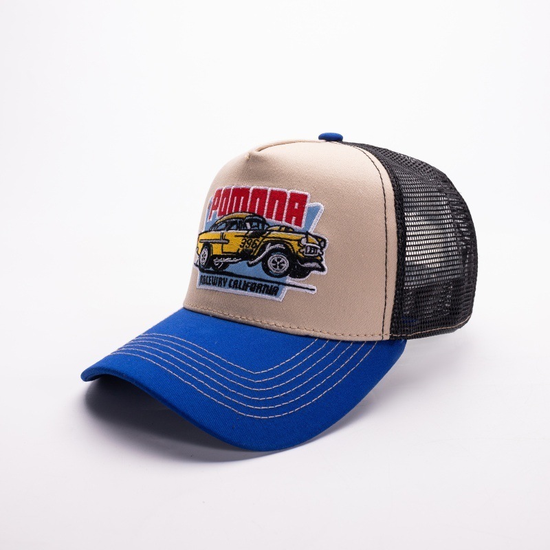 Trucker HipHop Hat for Men Fashion ColorBlock Mesh Breathable Motorcycle Eagle Baseball Cap 250905