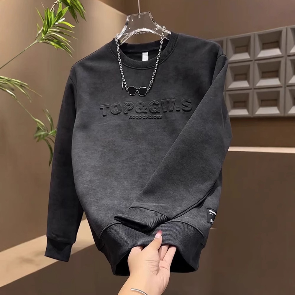 Autumn Winter New Versatile Trendy Pullover Designer Shirt Steel Print Letter Gradient Top Designer Hoodie Men's Long Sleeve Casual Fashion Sweatshirt