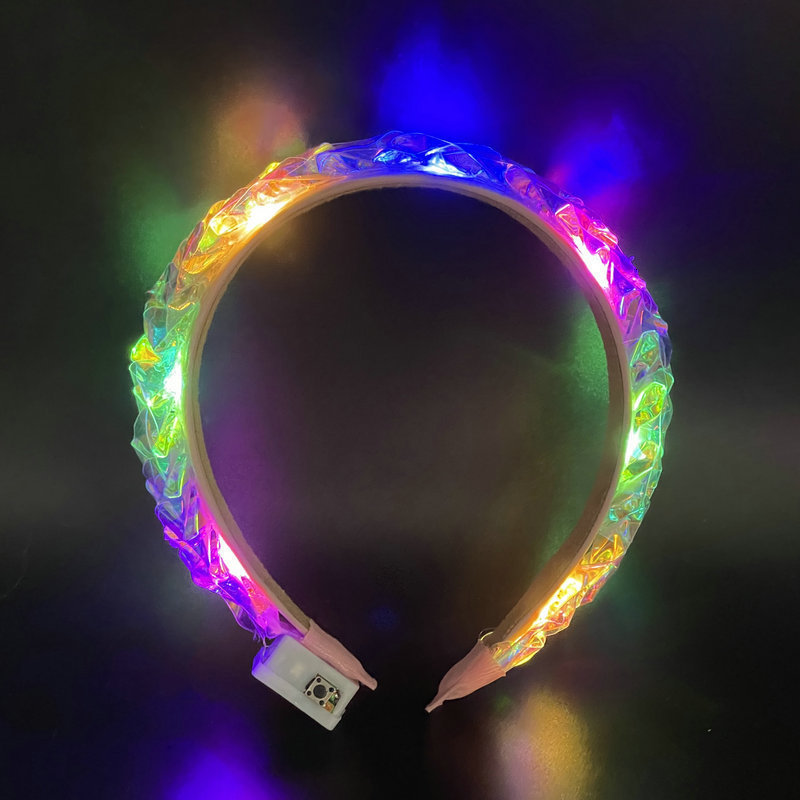 Happy 50th Birthday Headband Handmade LED Luminous Laser Birthday Crown 50th Female Party Decoration Prop241114