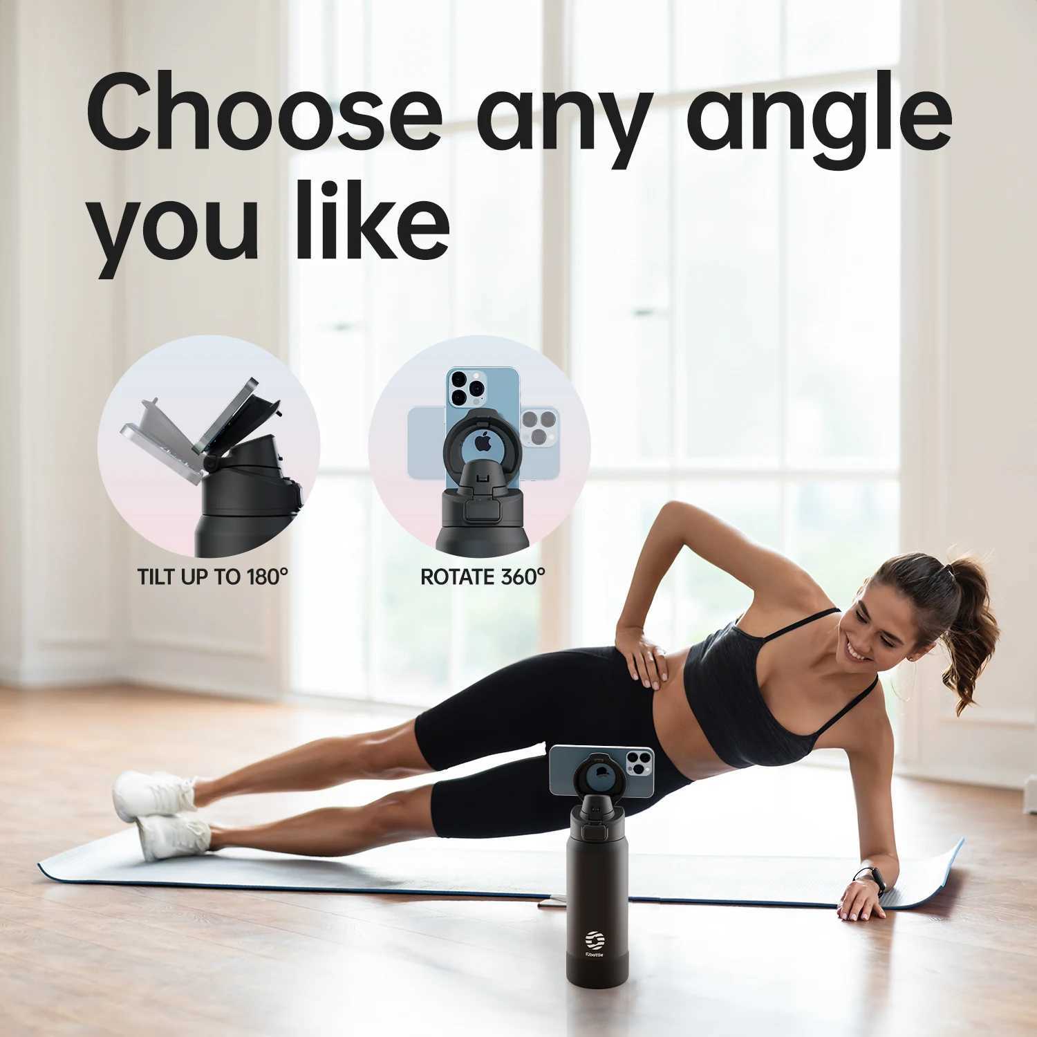 FEIJIAN Thermos Stainless Steel Sports Water Bottle with magnetic Phone Holder Bouncing cover Insulation Cup C251008