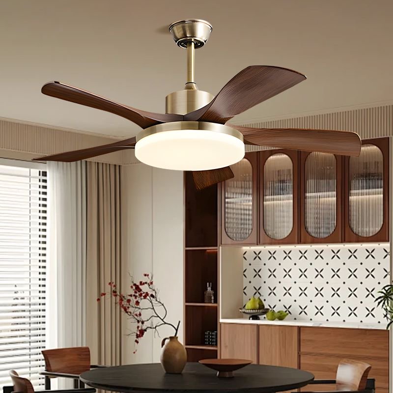 46 - Inch Ceiling Fans Retro Straight - Blade Ceiling Fan with Light, 6 - Blade Wooden Finish Fan for Dining and Living Rooms 8511