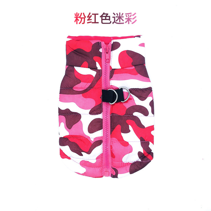 K3162 Thickened cotton coat for large dogs, autumn and winter windproof and warm pet clothes with leash holes, outdoor sports cold-proof clothing