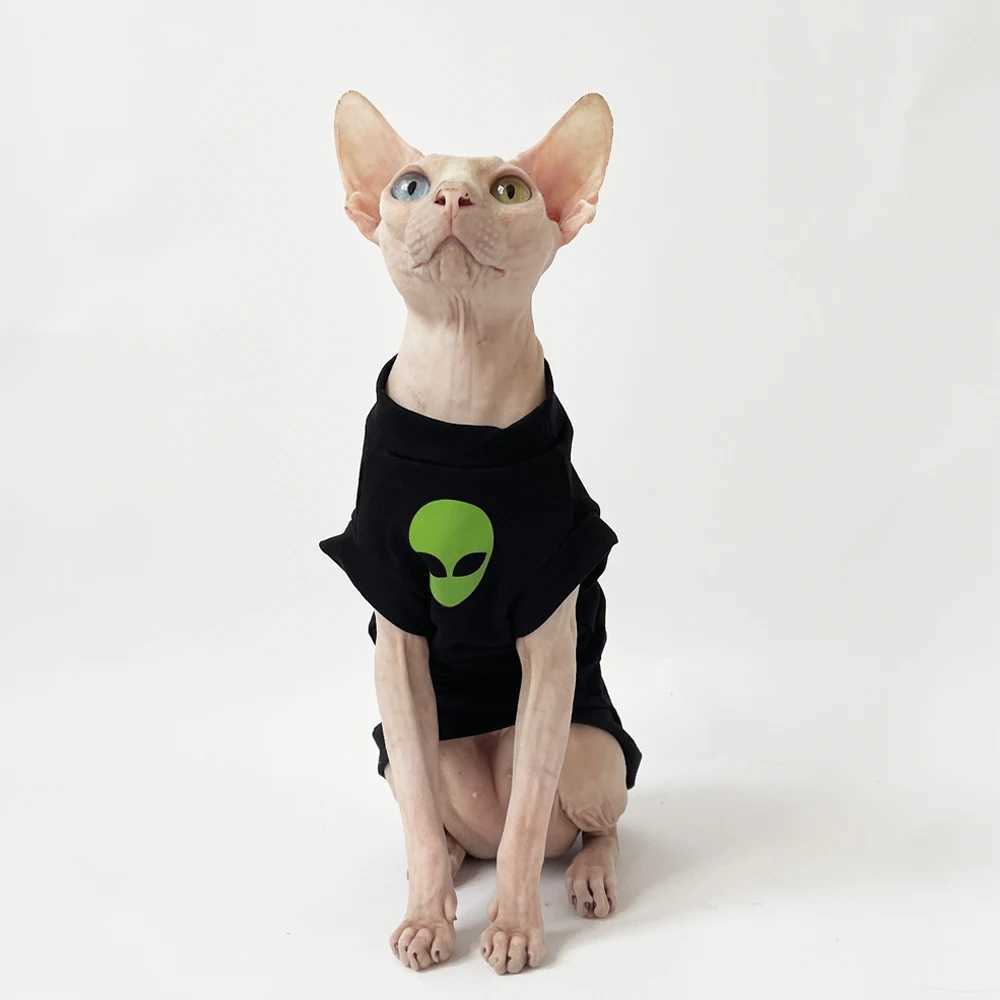 Cat Clothes for Sphynx Fashion Black Cotton Coat for Cat Striped Winter Tshirt For Devon Rex Soft cotton Tshirt Cat costume C251009