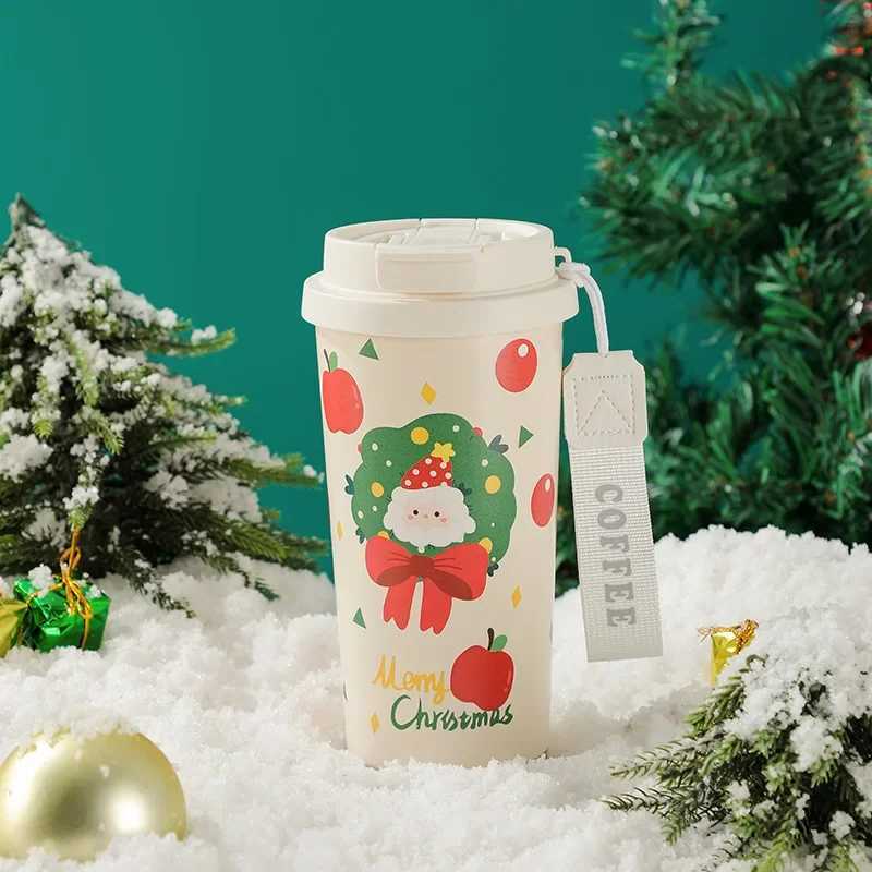 Hot 500ml Christmas Thermos Cup Coffee Mug 316 Stainless Steel Vacuum Flasks Cold Hot Insulated Xmas Gift Cup Santa Claus Mug C251008