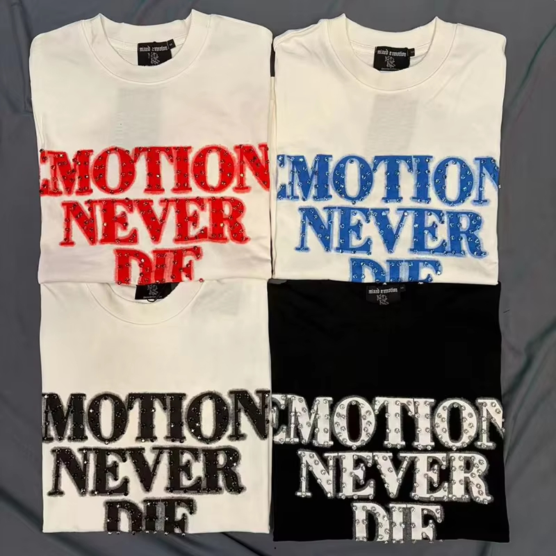 Summer High Street Damaged Hole Oversized T-Shirt Men Women Classic Flash Diamond T Shirt Tee With Tags