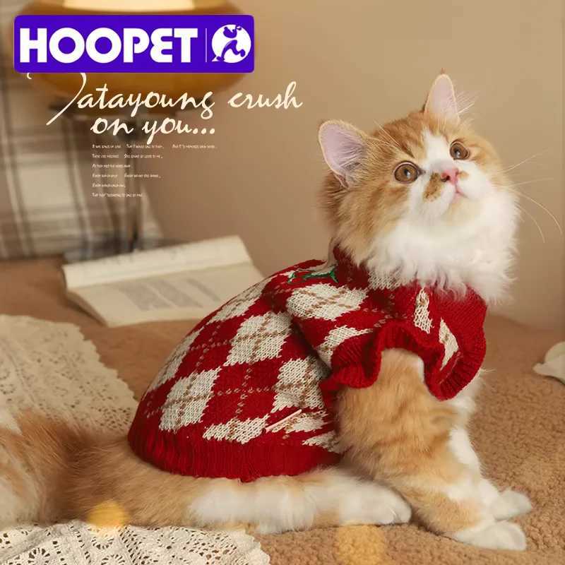 HOOPET Cat Clothes AntiShedding Fall and Winter Models Kitten Red Cat Winter Kitten Winter Clothes Pet Dog Winter Sweater C251009