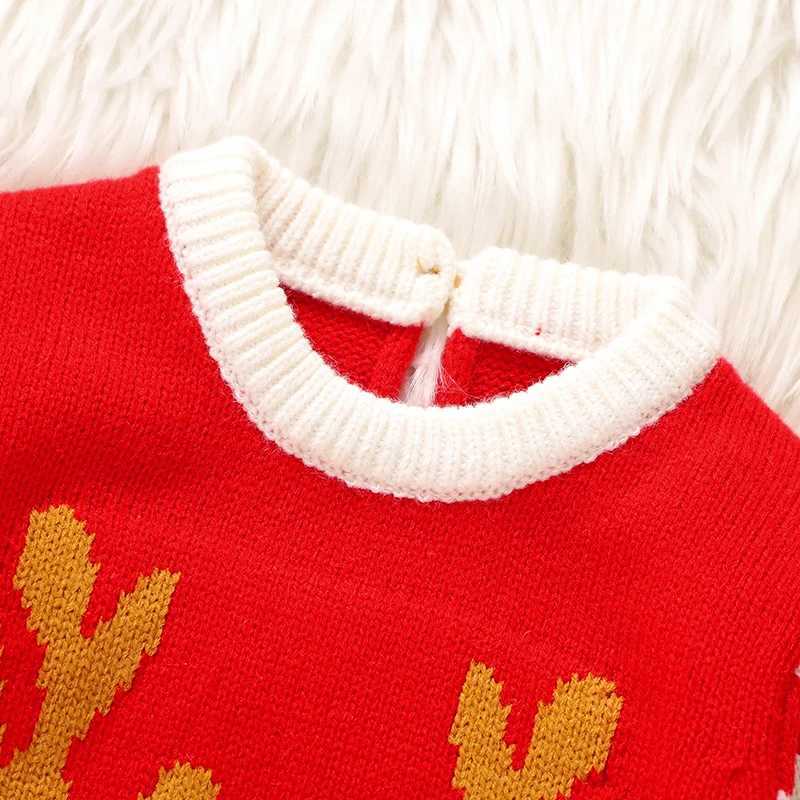 Christmas Baby Unisex Rompers Winter Reindeer Knitted Newborn Boys Girls Long Sleeve Jumpsuits Infant Playsuits 018m C251009