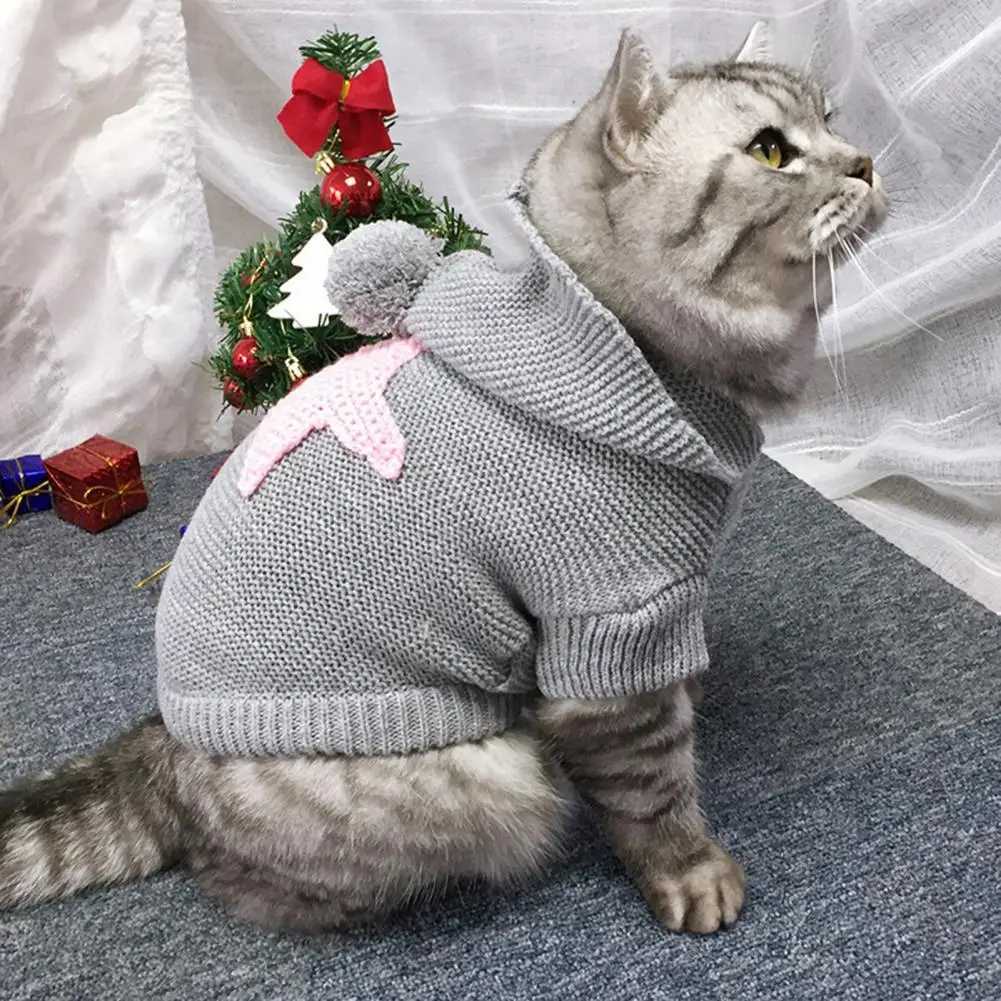 Cat Sweater Winter Keep Warm Cat Vest Hoodie Cat Clothes High Collar Knitted Hoodies Katten Coat Kedi Clothing Sweatshirt Outfit C251009