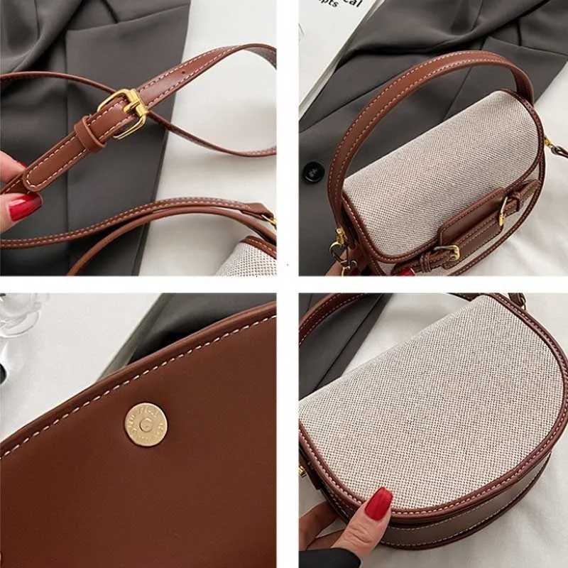 New Design Wen Canvas Small Shoder Bag Fi Purses PU Leather Fem Saddle Bags Laides Cross Body Bags D251009