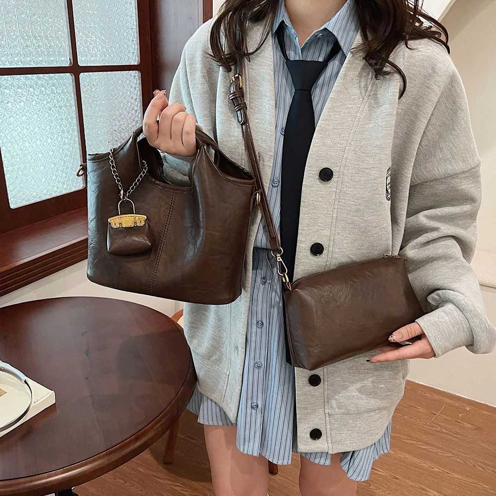 Wen Vintage Coffee Top Handle Bag 2025 New Autumn Winter Minimalist Single Shoder Crossbody Bag Casual Cposite 1 Bags1 D251009