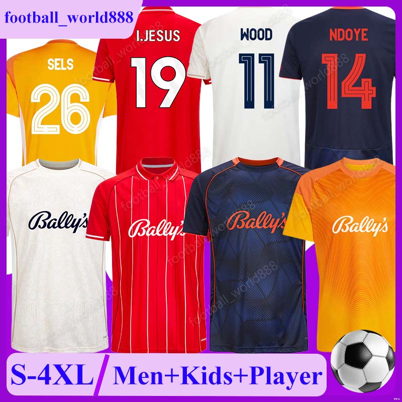 4XL Nottinghams Forest 25 26 Soccer Jerseys I.JESUS WOOD NDOYE 2025 Football Shirts HUDSON-ODOI WILLIAMS KALIMUENDO football kits BAKWA SELS Men Kids Kit Socks Sets